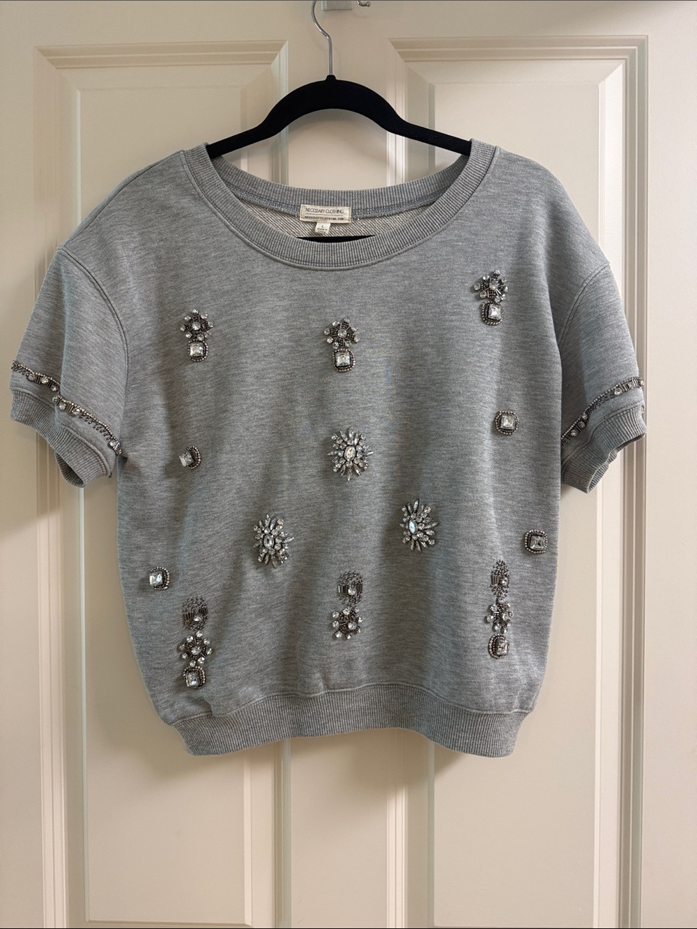 Sweatshirt short sleeved with rhinestones